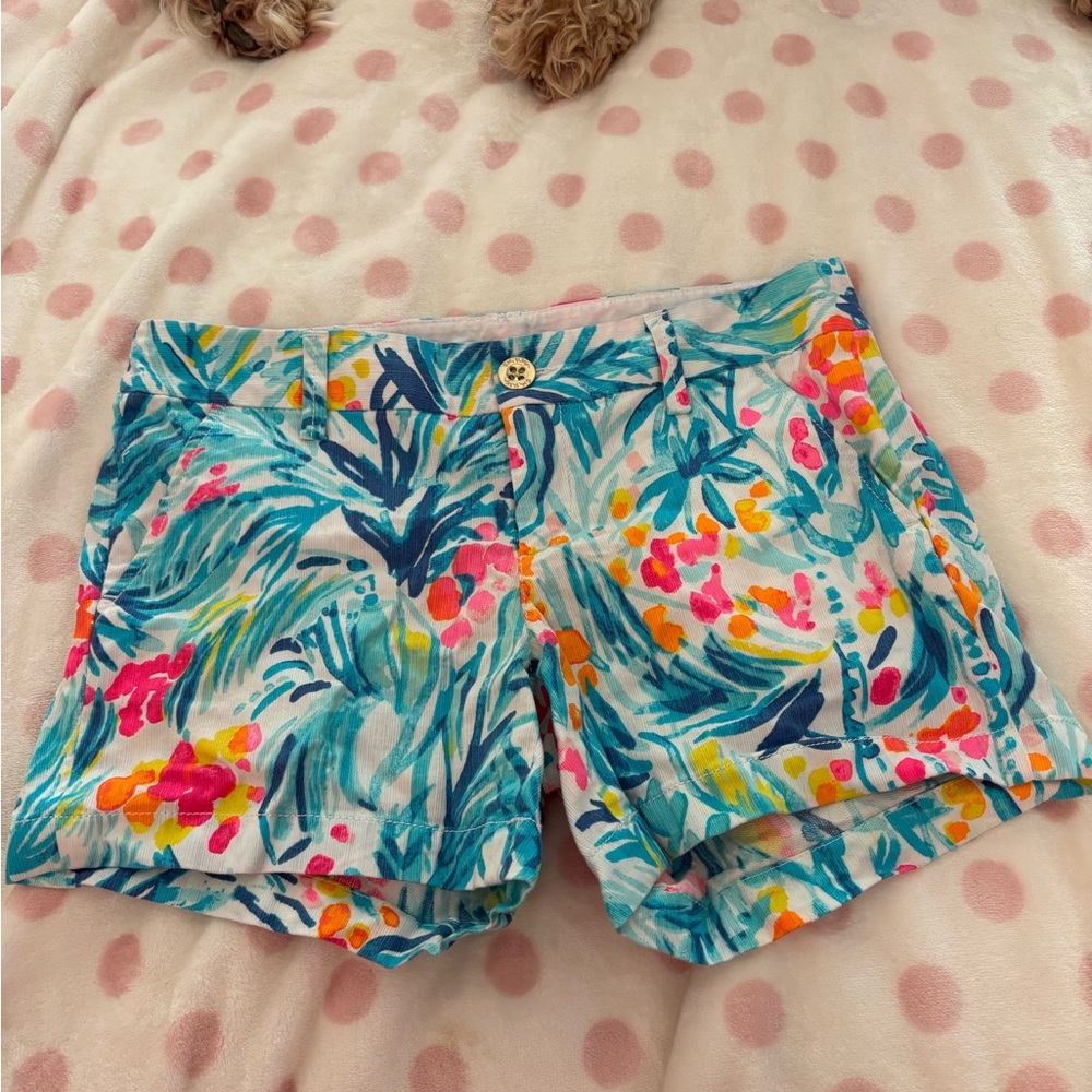 Lilly Pulitzer Tropical Floral Shorts in Teal, Pink & Orange